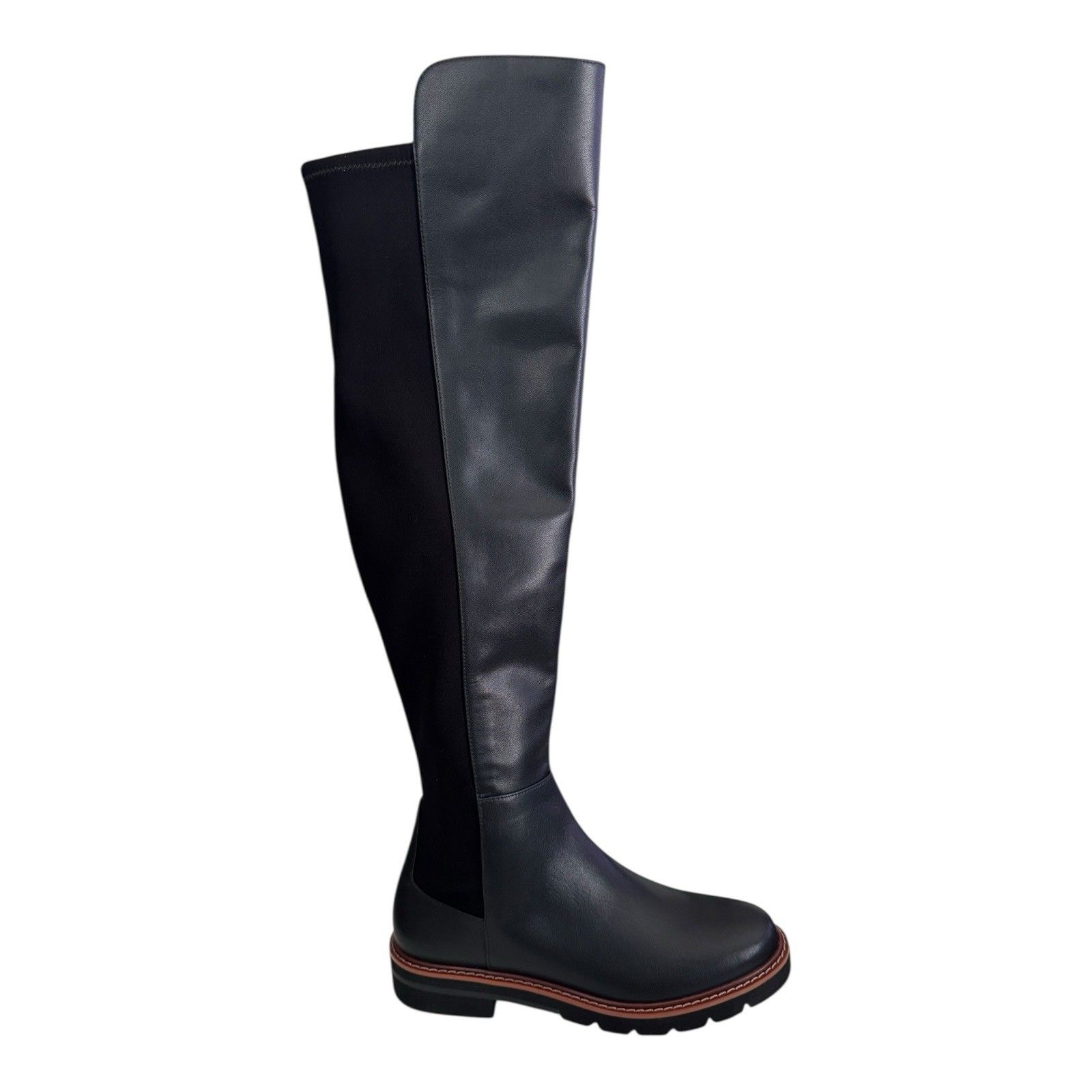 Stuart Weitzman Black Adrina City Otk Boots Black Leather/Stretch New $795 Sz 6